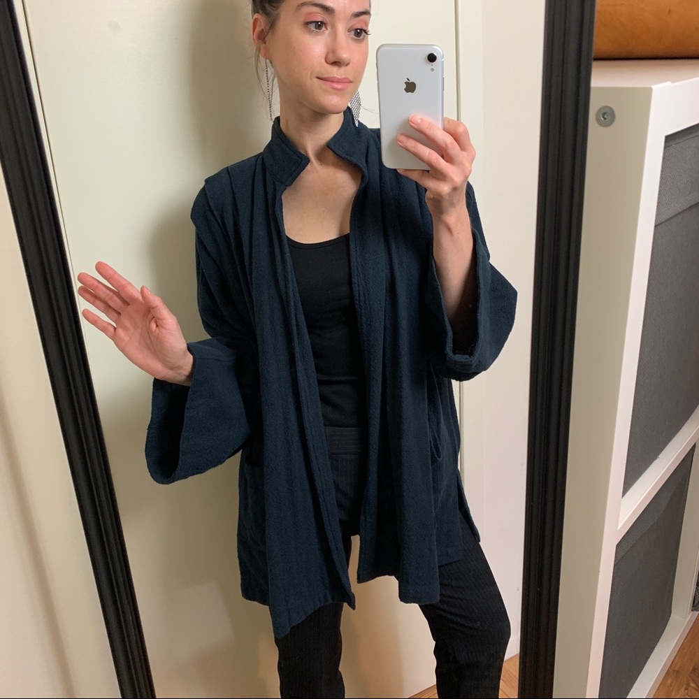 🚨SOLD Vintage Ink Blue Open Cotton Jacket - Picture 5 of 13